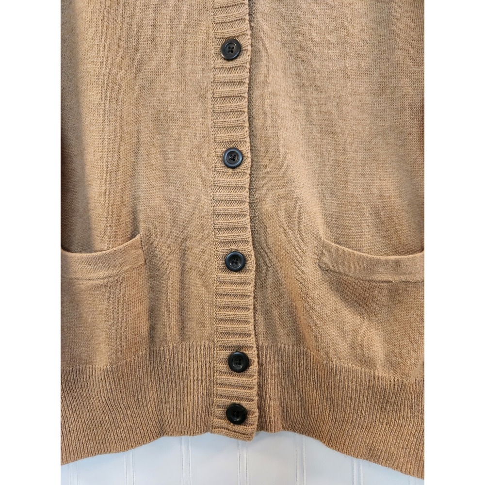 J. Crew Womens Camel Tan Wool Cashmere Blend V-Neck‎ Cardigan Sweater Small Cozy - Picture 4 of 10